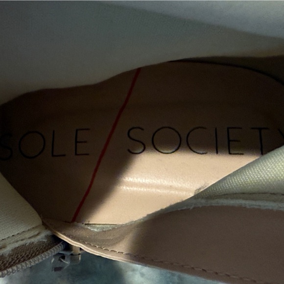 Women’s SOLE SOCIETY Catalina Night Taupe suede heeled over the knee boots-Sz 9 - Picture 7 of 8